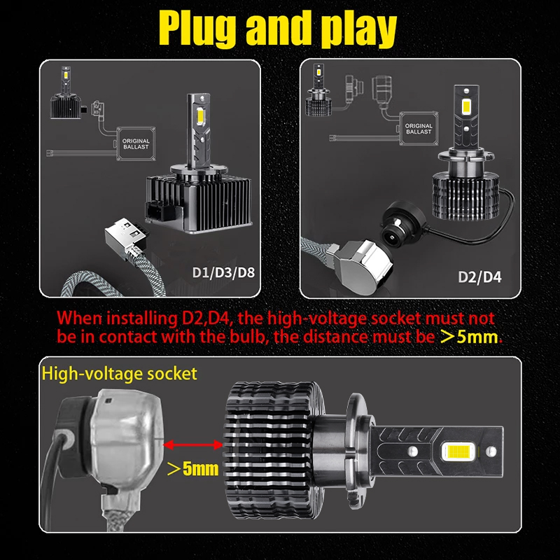 Bullvision D3S LED Scheinwerfer HID D1S D2S D4S D5S D8S D1R D2R D3R Turbo LED 35000LM Zwei-seitig CSP chip 6500K Weiß 90W Plug &amp; Play