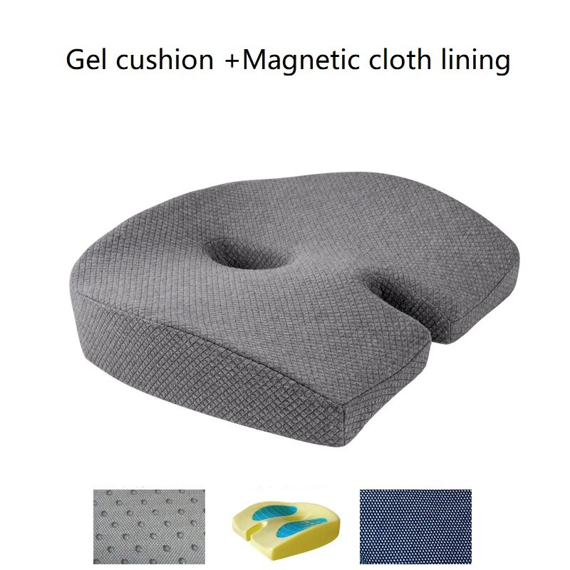 Cojín de ciática para asiento de coche, almohadilla ortopédica antideslizante para sentarse, alivio del dolor de hueso trasero, espuma hueca, cojín para elevar: grey gel cushion