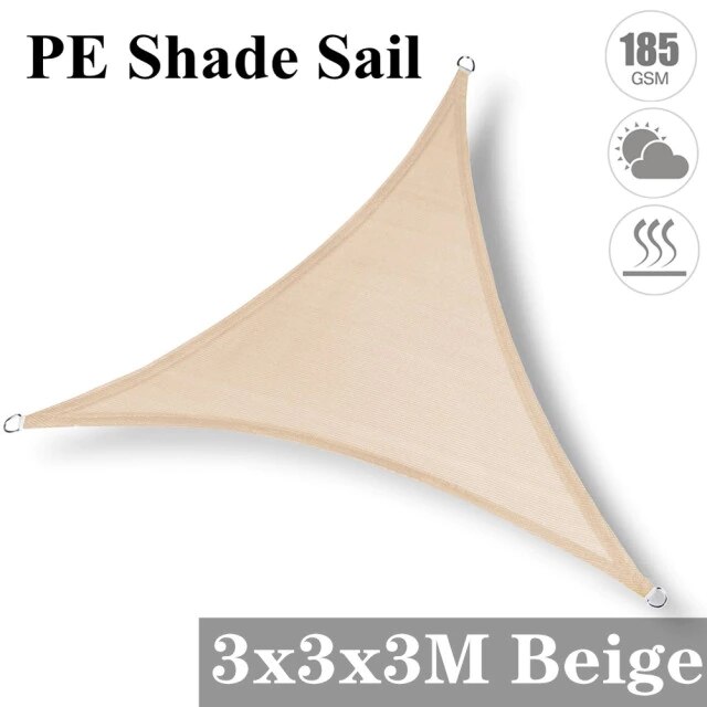 5x4M 3x2M Grau Rechteck HDPE Sonne Sonnensegel Baldachin UV Block Markise Für draussen terrasse Garten Hinterhof Gewächshaus Schatten Tuch: Beige 3x3x3M