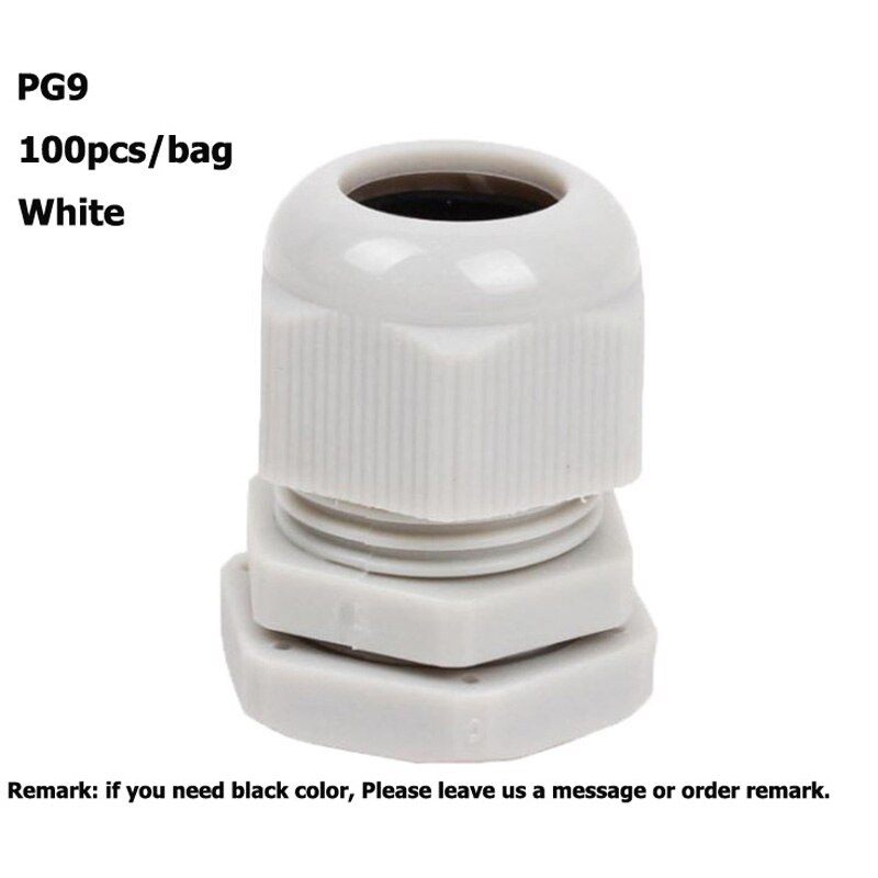 PG7 PG9 PG11 PG13.5 PG16 PG19 Cable Glands PP Plastic Cable Gland Waterproof White Or Black Color: PG9