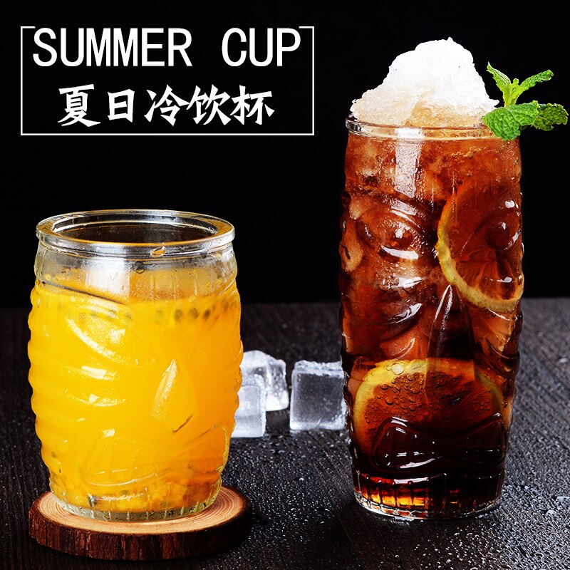 Vaso de cóctel tiki de importación, caras de vidrio, taza de jugo de fruta, taza con de personalidad