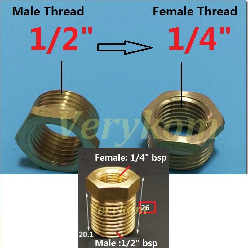 10x Verykom Pneumatische Messing Verloopstuk Fitting 3/4 "1/2" Male Naar 1/8 "3/8" 1/4 "Vrouwelijke Verminderen adapter Lucht Water Gas DN10/15/20/25: DN15-DN8 SIZE C