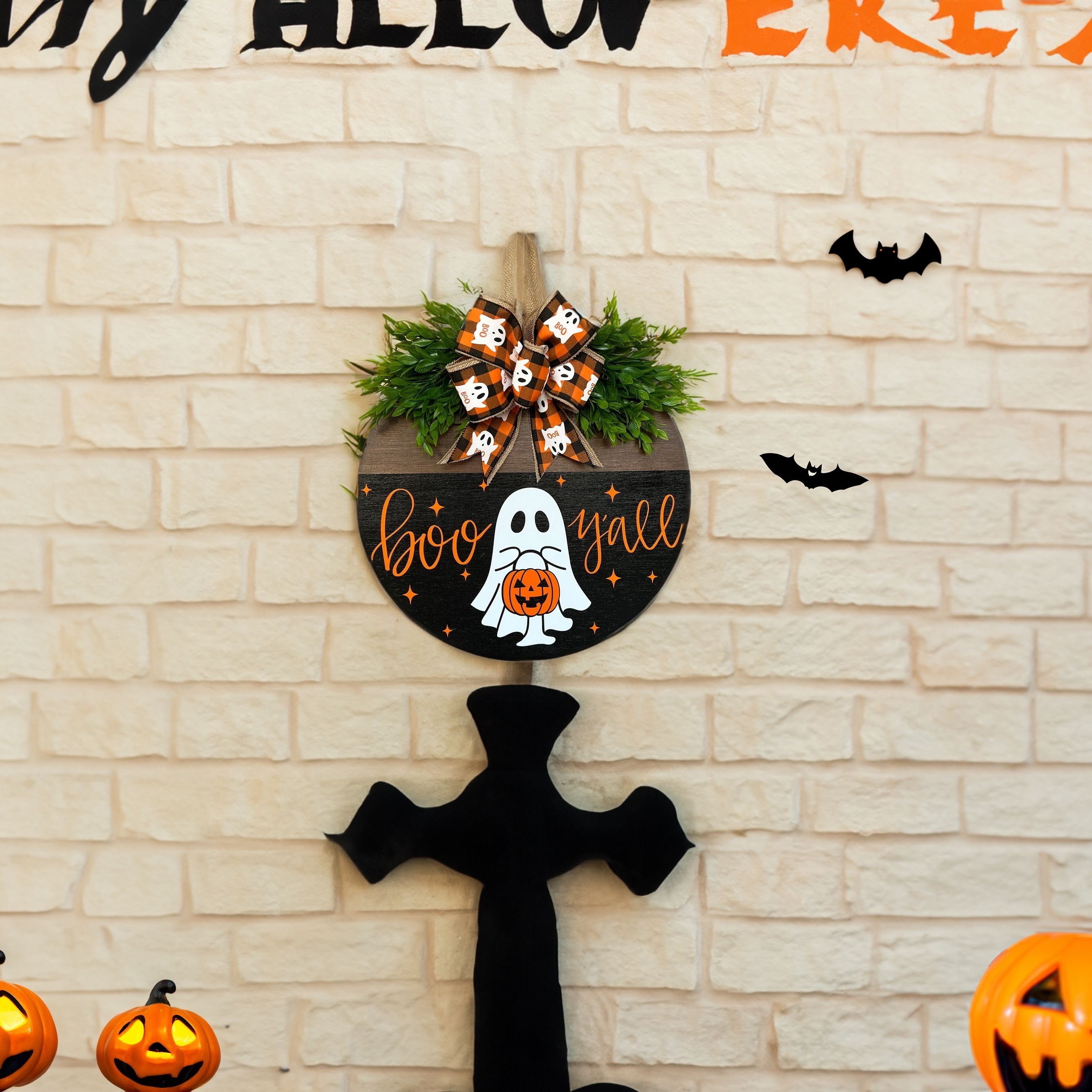 Halloween Ghost Pompoen Deur Ophangbord Feestelijke Welkomstdecoratie Voor Thuiskantoor Perfect Housewarming Cadeau