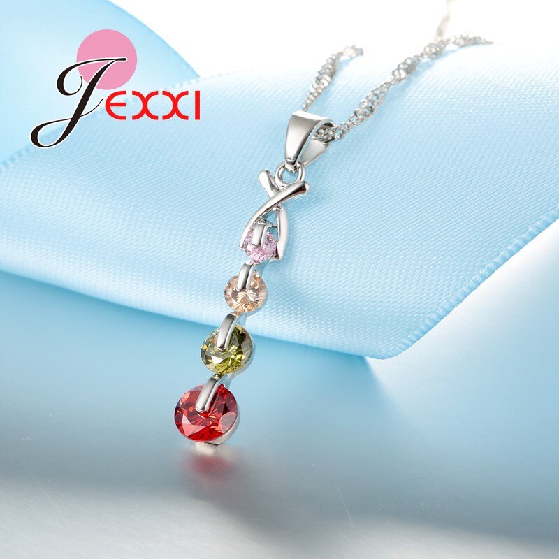 DIY Jewelry Colorful Crystal Beads Tassel Necklace And Earring Set Stainless Silver Chain Women Decors