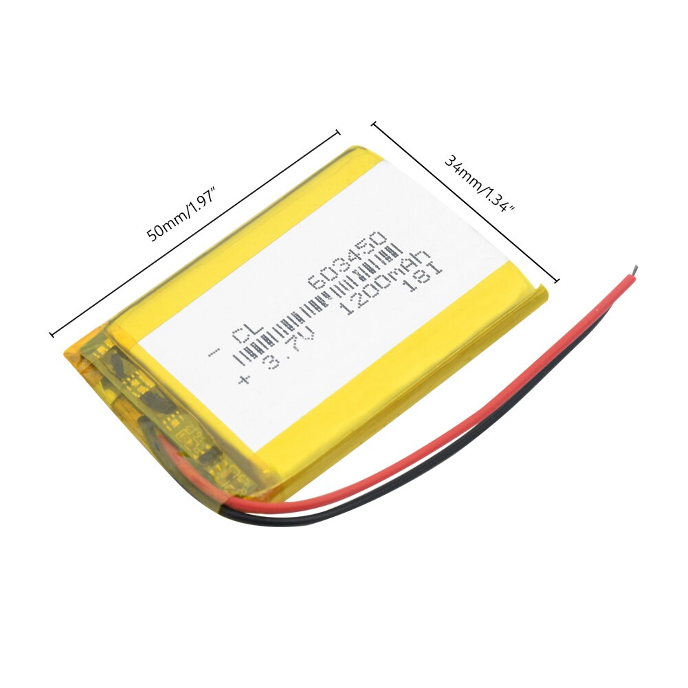 li-polymer rechargeable battery 3.7V 603450 Lithium polymer battery 1200mAh ( size: 6*34*50mm) For MP3 MP4 GPS DVD LED Light PSP