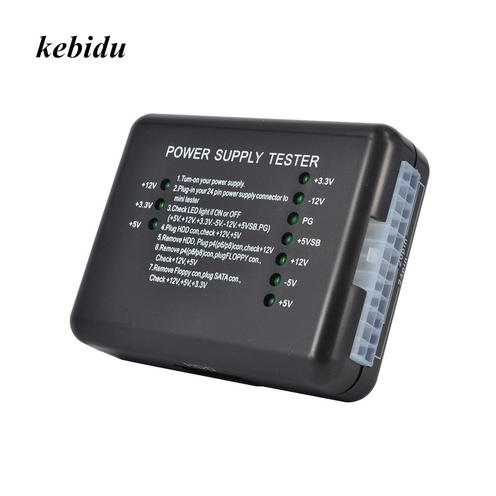 Kebidu LED di Alimentazione 20 Pin 24 Pin per PSU ATX SATA HDD Tester Checker Meter per PC Computer