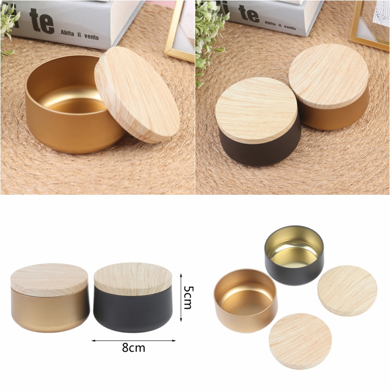 GG31407-Boîtes à bougies rondes en métal. avec couvercle. 8oz. 12