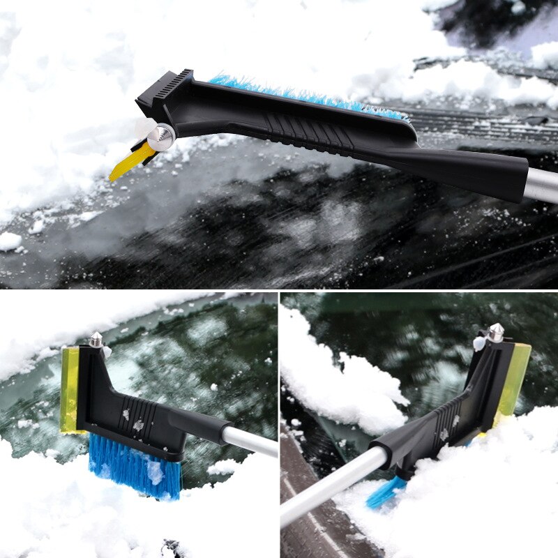 3in1 Auto Voorruit Ijskrabber Glas Sneeuw Borstel Uitschuifbare Rvs Sneeuw Remover Cleaner Auto Borstel Met Veiligheid Hamer