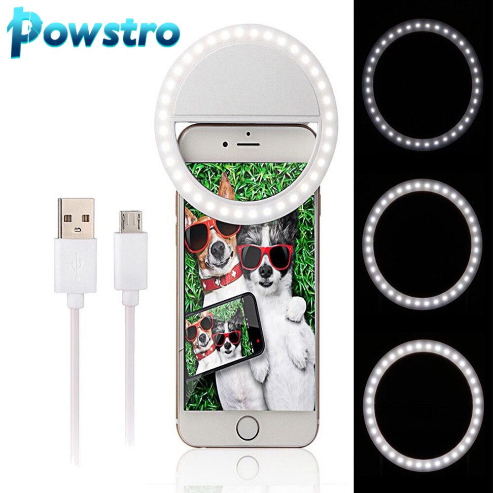 Lampade A LED Selfie Luce Per Il Iphone Huawei Xiaomi Notte Photography Anello Selfie Ring Per Tutti Gli Smartphone USB Ricaricabile