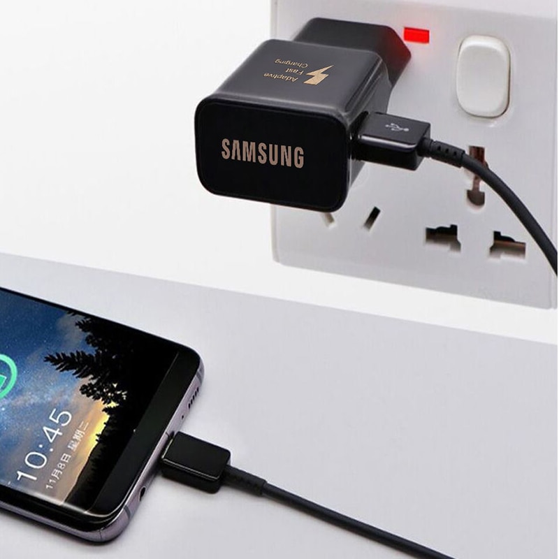 Samsung-Adaptador de cargador rápido de 15W, Cable de datos tipo C, AFC, USB 3,0, para Galaxy S8, S9, S10, Note 8, 9, 10, 30, A50, A70, A90, A80