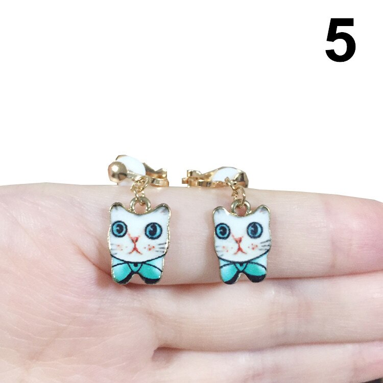 Clip On Earrings Kids Cute Cartoon Animal Cat Ear No Piercing Ear Rings For Children Jewelry Korean Ear Clip For Girls: 5