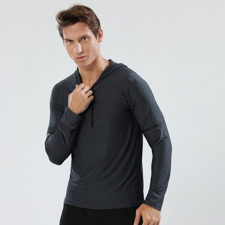 Herbst Winter Lauf Hemden Männer Sport Langarm Hoodies Sweatshirt Hoodies schlank passen Männlichen Fitnessstudio Ausbildung zur Seite fahren T-Shirt: 90118 dunkel grau / XL