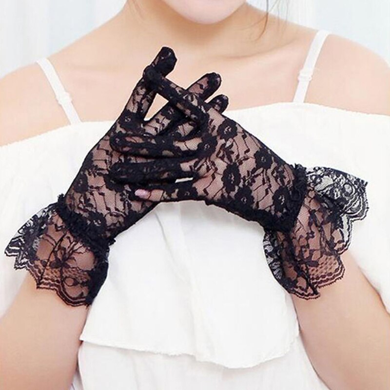 Fille dentelle gants printemps été élastique Protection solaire solide crème solaire été magnifique rose doigt gants accessoires Sexy