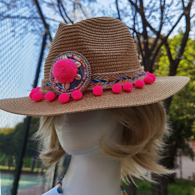 Spring style Women artificial Straw Hat Winter Autumn Wide Woman Panama Sombrero Cap for Party Go to Beach