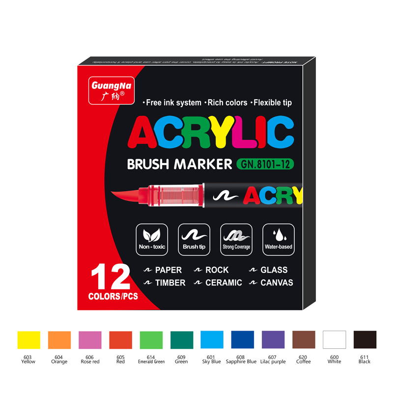 12-120 cores canetas de tinta acrílica marcadores de ponta de pincel marcadores de tinta para pintura em pedra de lona de madeira, presente de natal artesanato diy: Cinza claro
