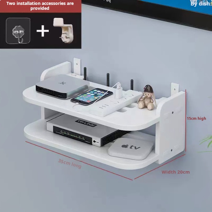 WiFi Hanging Shelf Wall-Mounted with Power Strip Multi-Outlet TV Set Top Box Cable Organizer Hidden Floating Rack for Home Theat: green