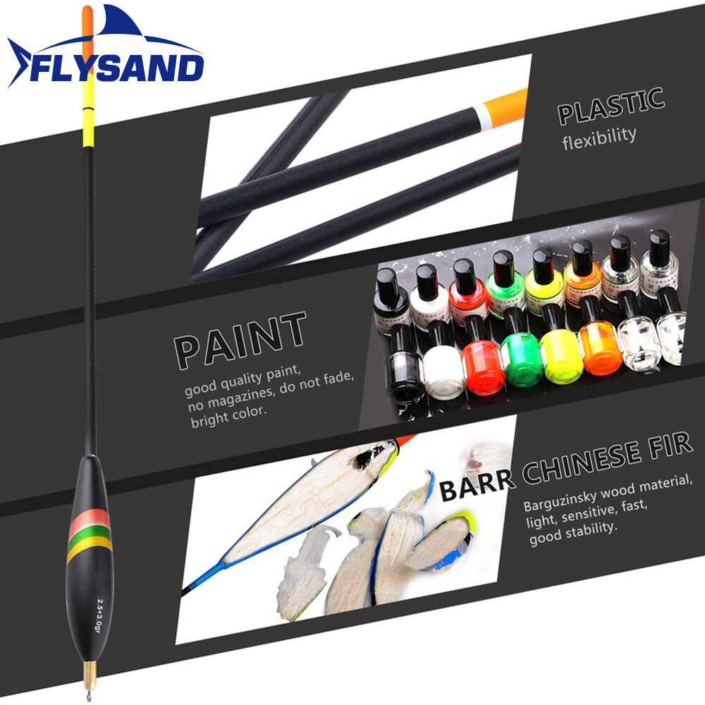 FLYSAND Kit de Bobber de pêche Durable haute sensibilité flotteurs de pêche en bois de Balsa multi-usages appâts d'alimentation pour poisson attirail 5 tailles ensemble