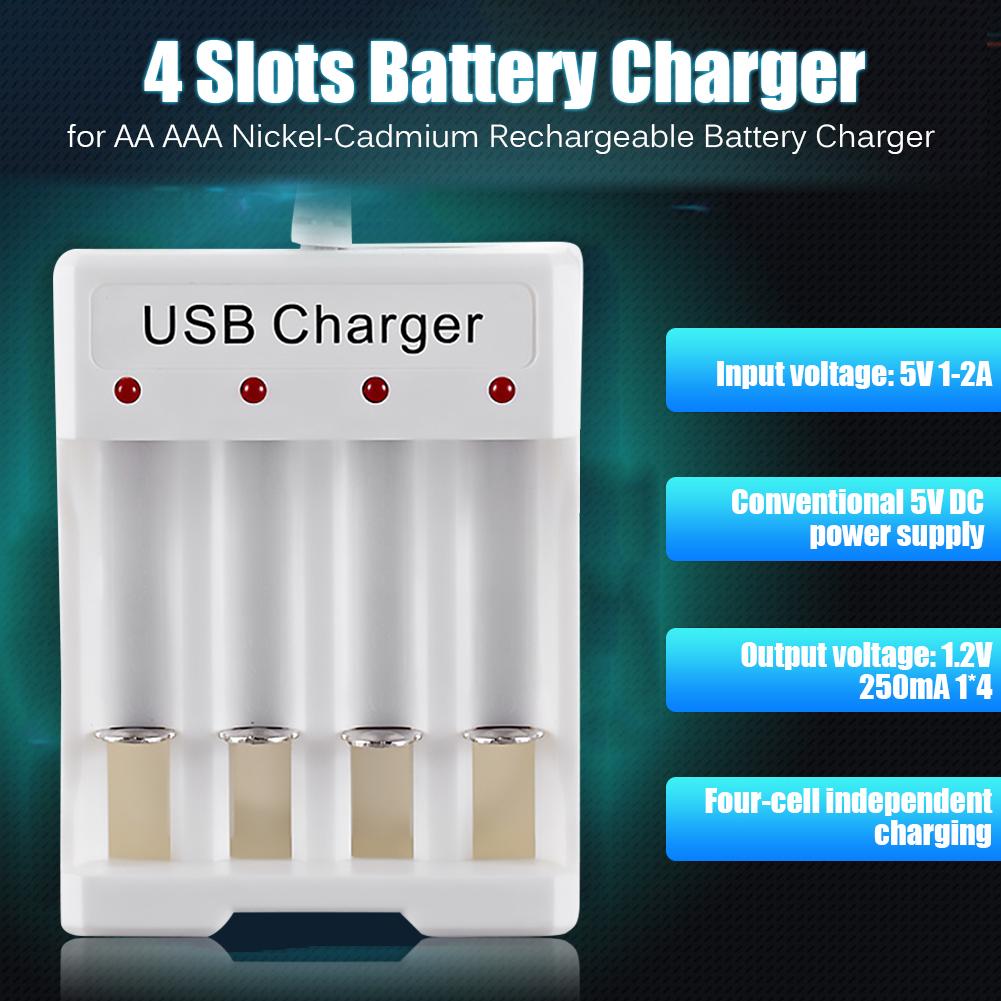 5V 4 Slots Electric Fast Battery Charger Wear Resistance Light Weight Safety AA AAA Rechargeable DC Portable Battery Charger