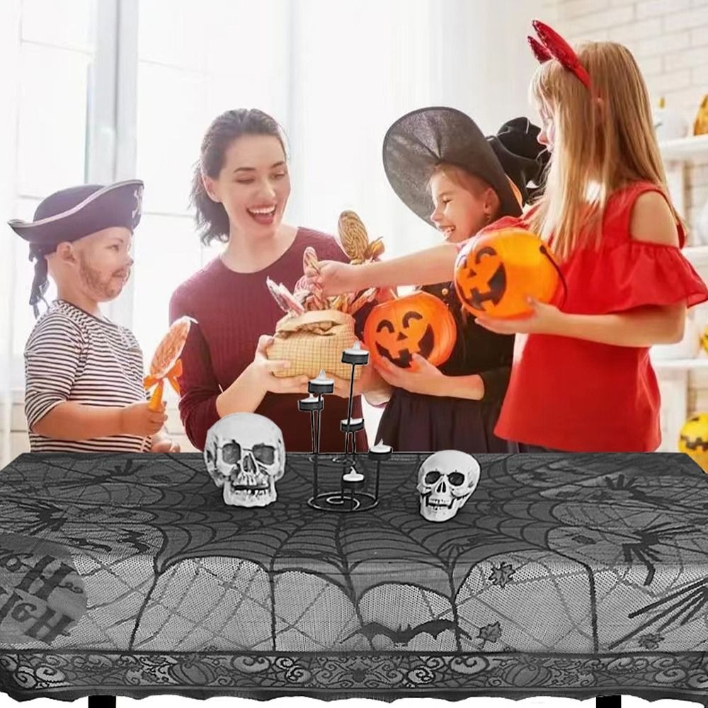 Græskar hjemsøgte huse halloween blonde dug spøgelse kranium flagermus sort edderkoppespind dug