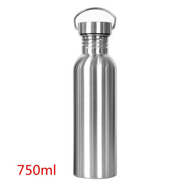 350/500/750ml grandes bouteilles d'eau de vélo d'extérieur en acier inoxydable à une seule couche pour bouilloire de sport: 750ml