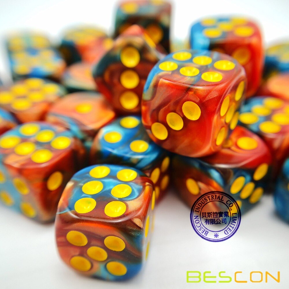 Bescon D6 12 Mm 36 Pcs Set, 12 Mm Zes Zijdige Sterven (36) Blok Van Dobbelstenen, diverse Gemini Kleuren Van Jungle