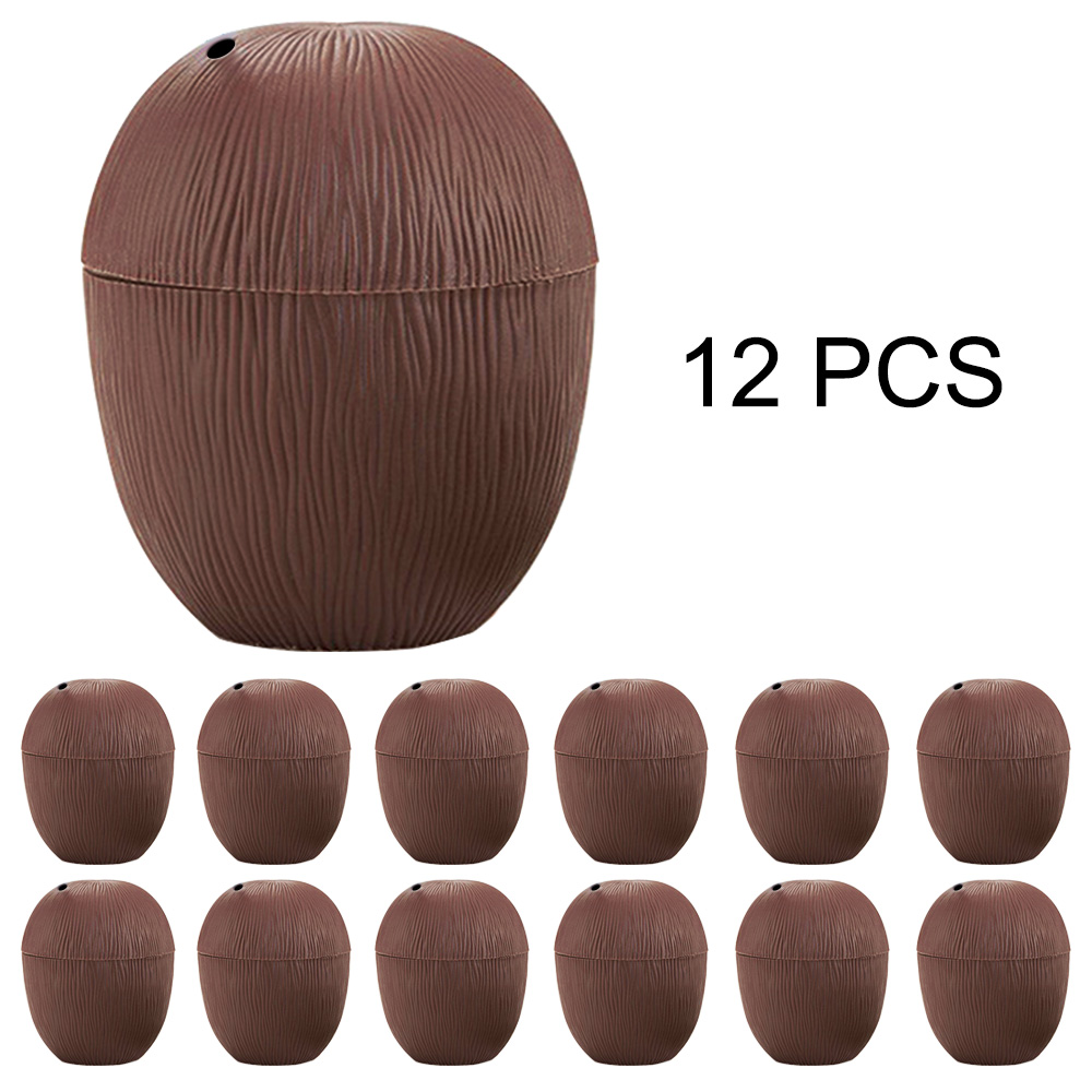 12 unids/lote vaso de plástico para beber ananá Coco, copas para de verano, zumo, con pajitas para decoración de hawaiana Tropical Luau