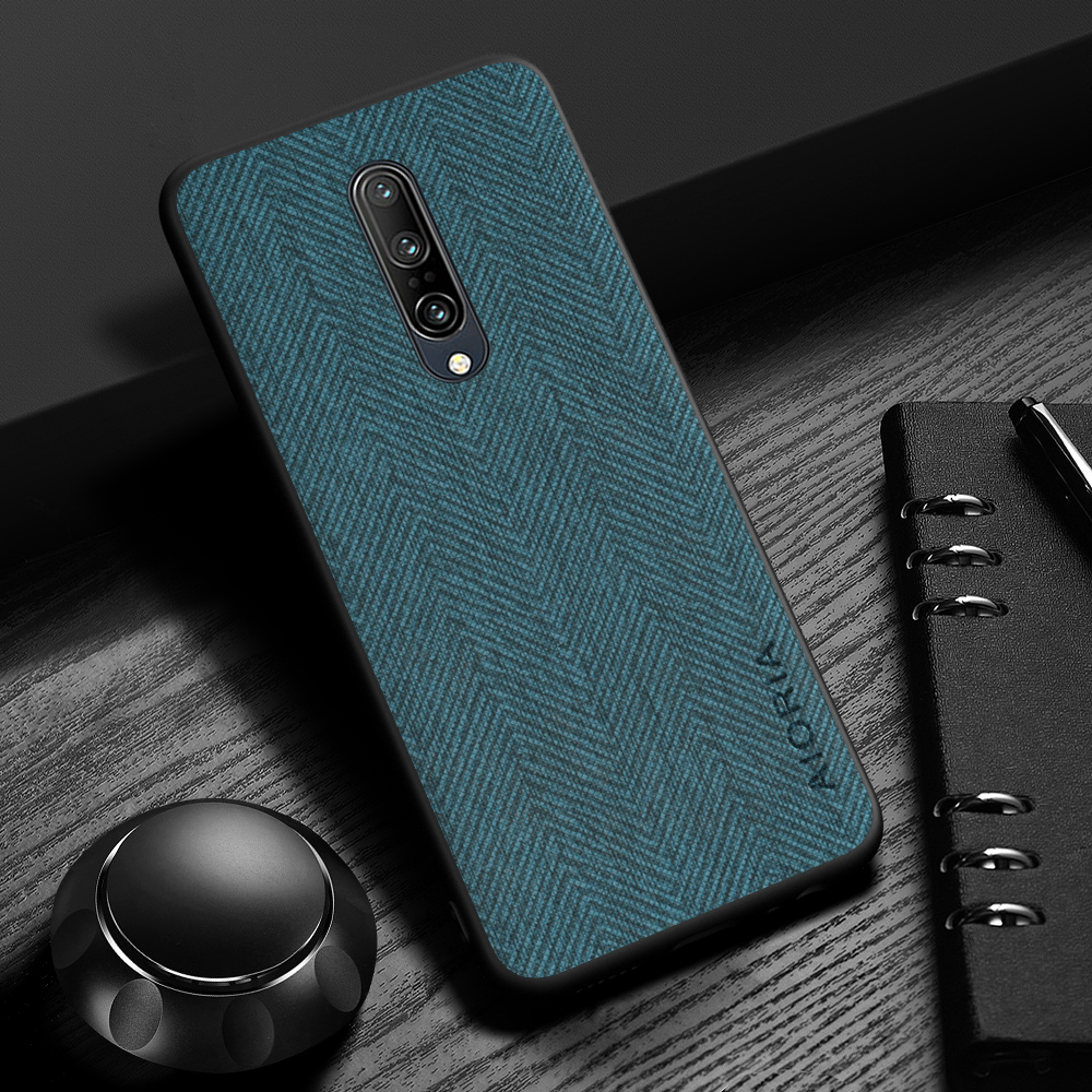 Case voor Oneplus 7 Pro 7T 7T Pro 6T Eenvoudig, lichtgewicht, duurzaam Lederen houder met houtnerf voor Oneplus 6: aluminium / Blauw