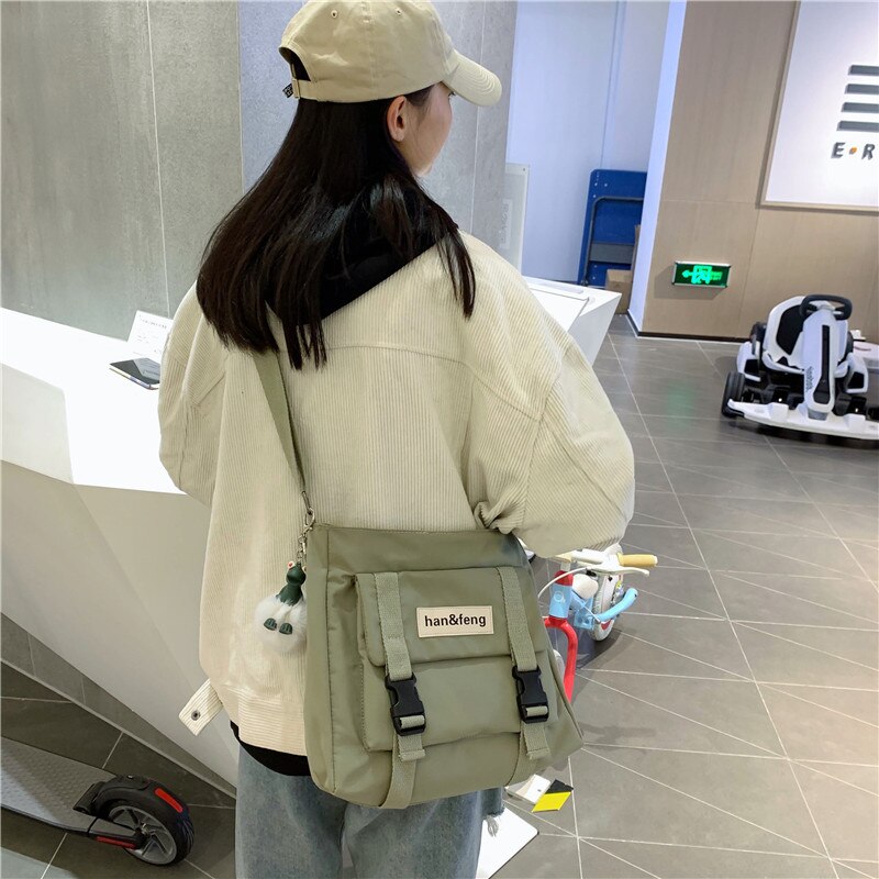 Japonês grande-capacidade bolsa de lona novo 2021 legal função à prova dwaterproof água estudante mensageiro saco de escola bolsas crossbody saco