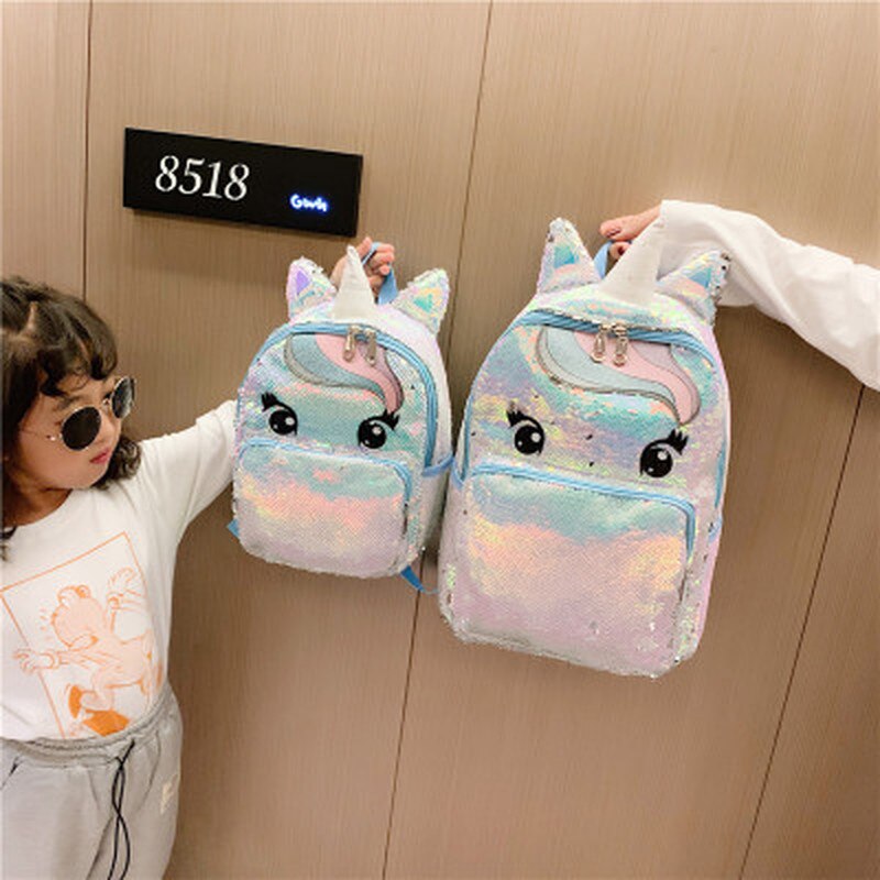 Girls Sequins Unicorn Backpack Women Large Capacity Bag Girl Book Bag Satchel School Bag for Teenager Student All-Match