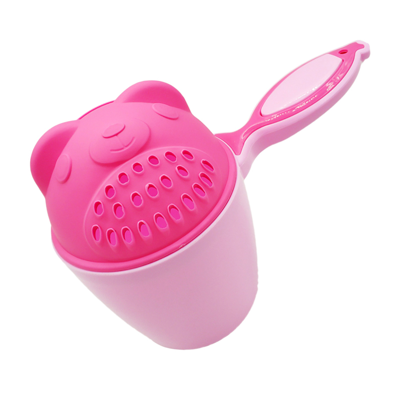 Petit seau de douche en forme de cuillère mignonne pour bébé,accessoire de bain pour nourrisson, décoré à thème de dessin animé, outil pour baignoire d'enfant, écope, shampooing,: Pink Bear