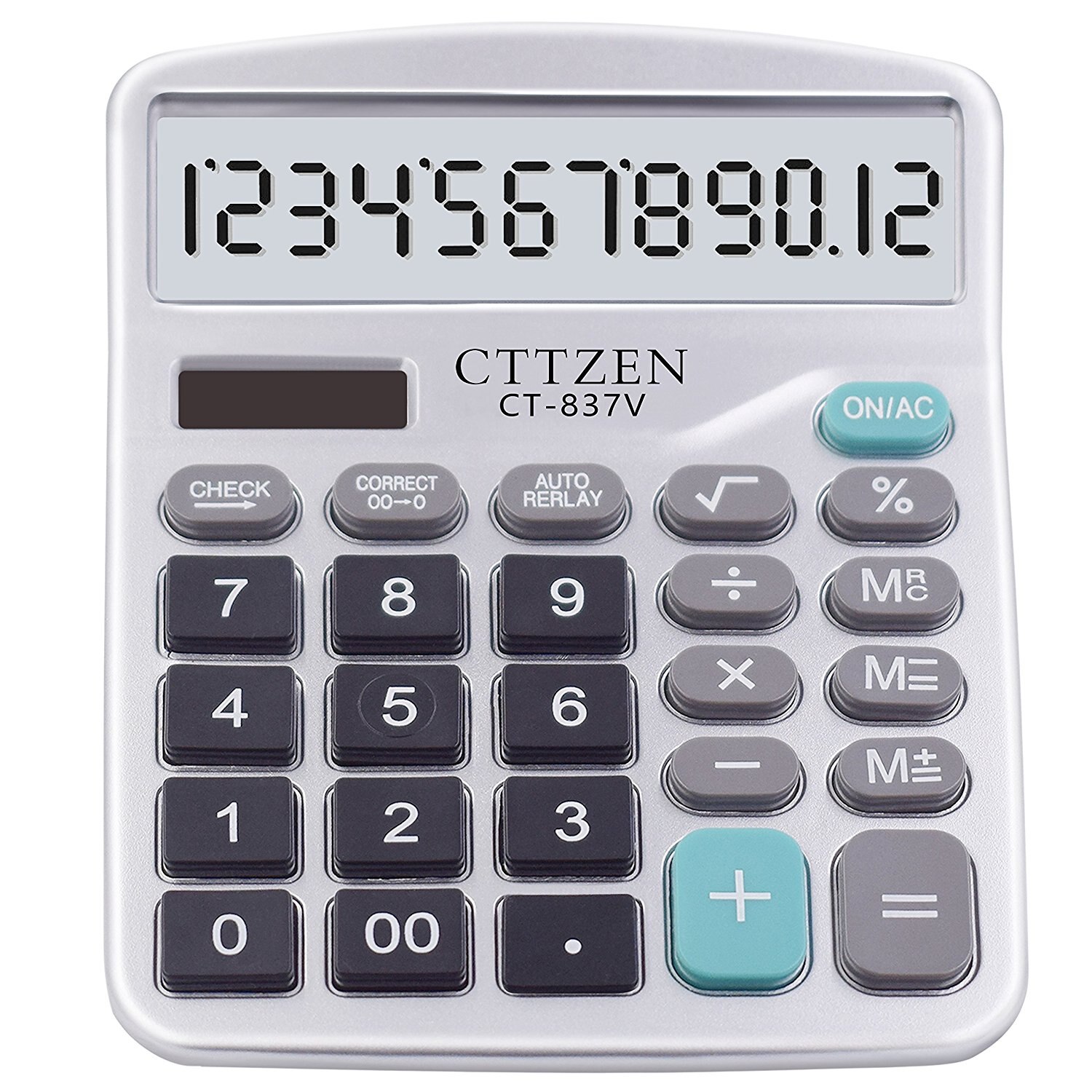 Dual Power 837V Electronic Desktop Calculator with 12 Digit Large LCD Display