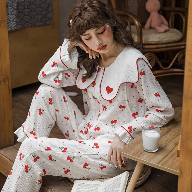 Ropa de noche de Modal primavera otoño ropa de maternidad ropa de lactancia ropa de dormir Prenatal + Pijamas de lactancia Postnatal: white / M