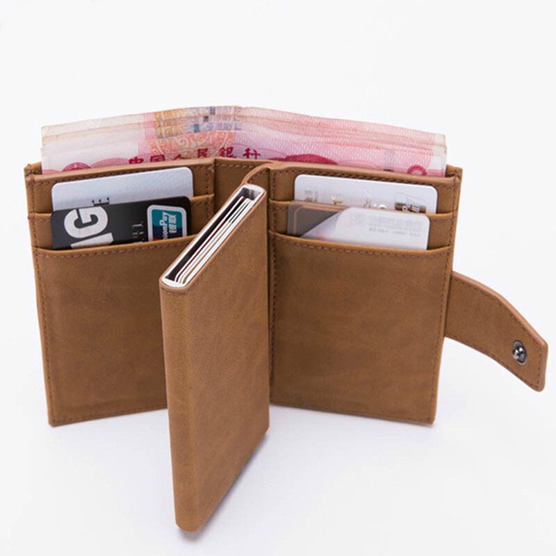 BISI GORO anti rfid Automatic credit card case Multi-function protection porta tarjetas Name Card aluminium men wallet