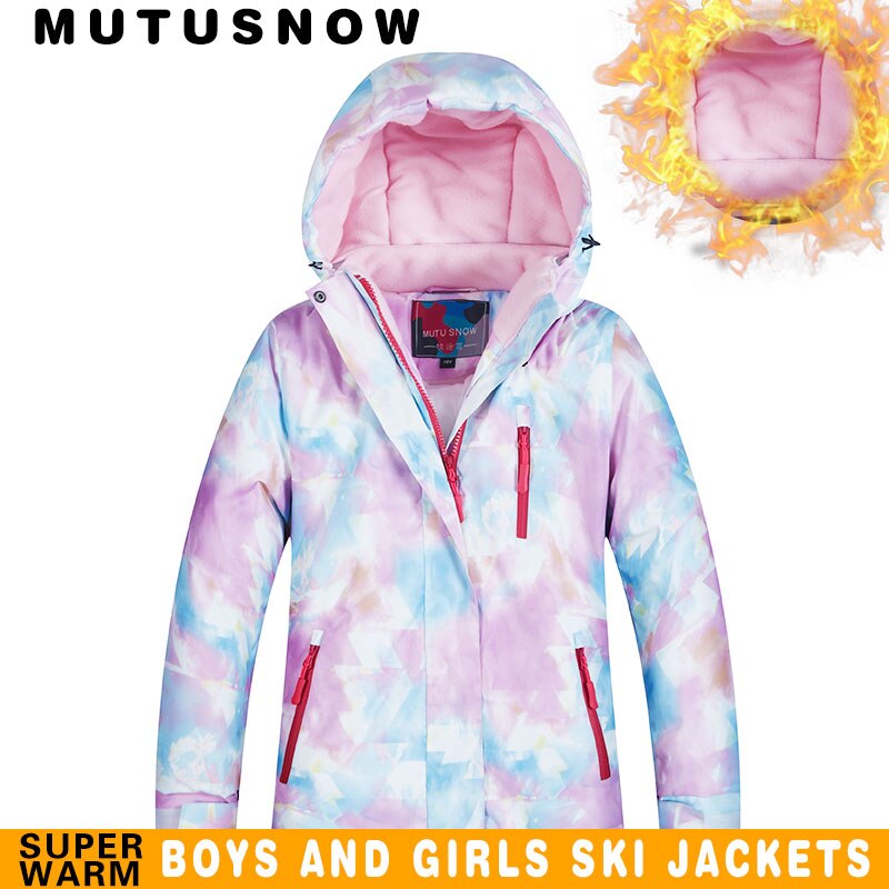 Mutusnow kids ski jakke vinter børn vindtæt vandtæt super varmt ski tøj piger sne frakke  -30 vinter snowboard jakke