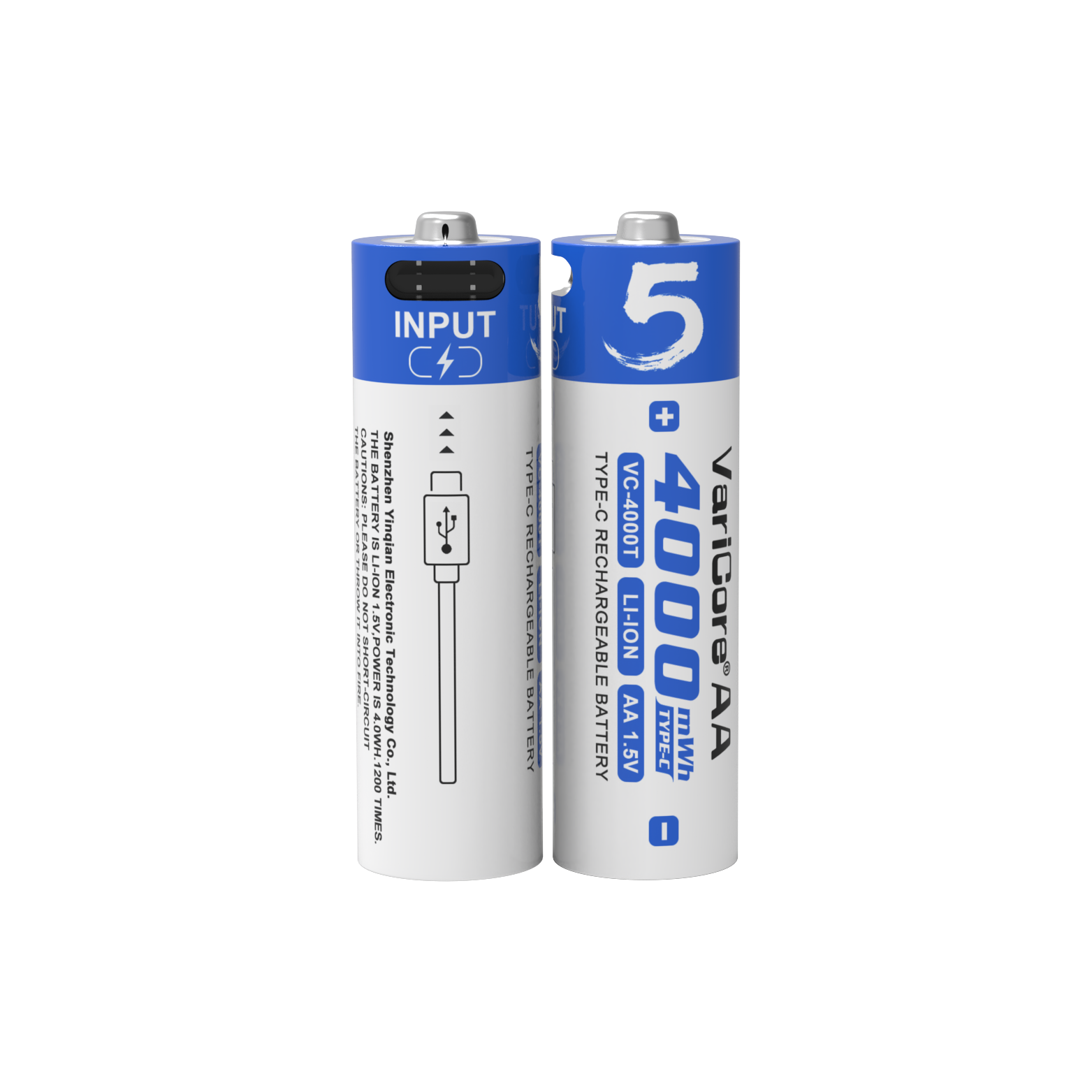 Varicore pilas recargables AA 1,5 V 4000 mWh batería de litio de gran capacidad tipo C carga rápida USB para ratón de juguete