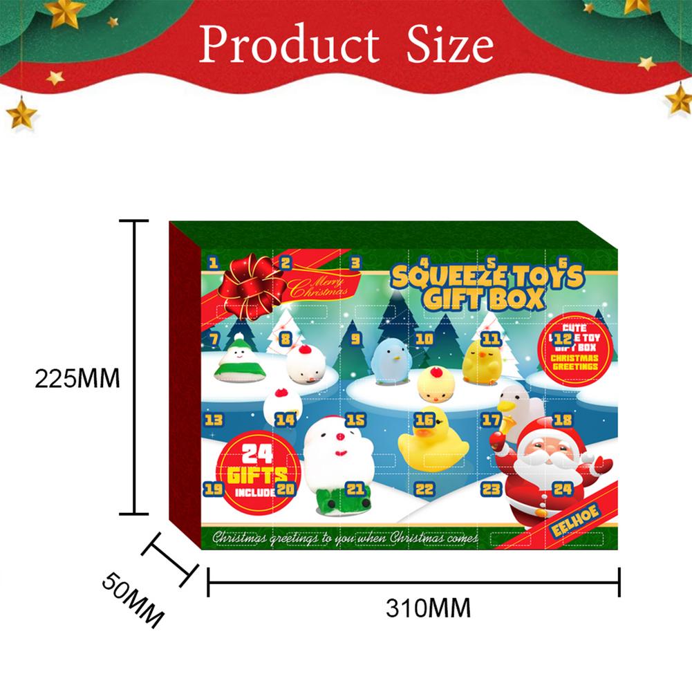 Christmas Advent Countdown Calendar 24PCS Squeeze Toy Kawaii Animals Squishy Mochi Rising Stress Fidgets Toys Xmas