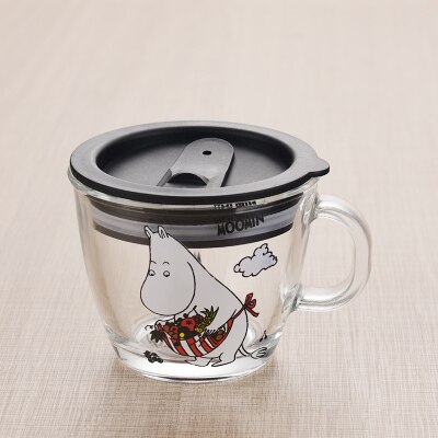 Moomins cartoon Drinkware babies glass water drink glass cup clear glass handle 210ml glass cup safe cute mug: Cover A