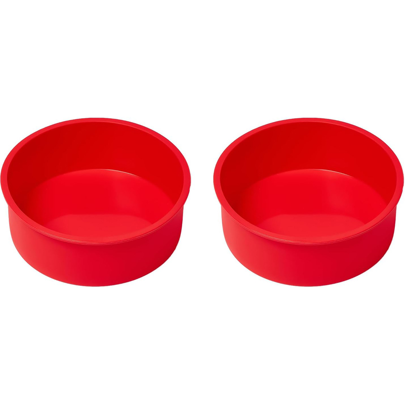 2Pcs Silikon Kuchen Form 6/8 Zoll Kuchen Dosen Antihaft Kuchen Gebäck Mousse Brot Backform Kuchen Pfannen backblech Backen Zubehör: Rosa