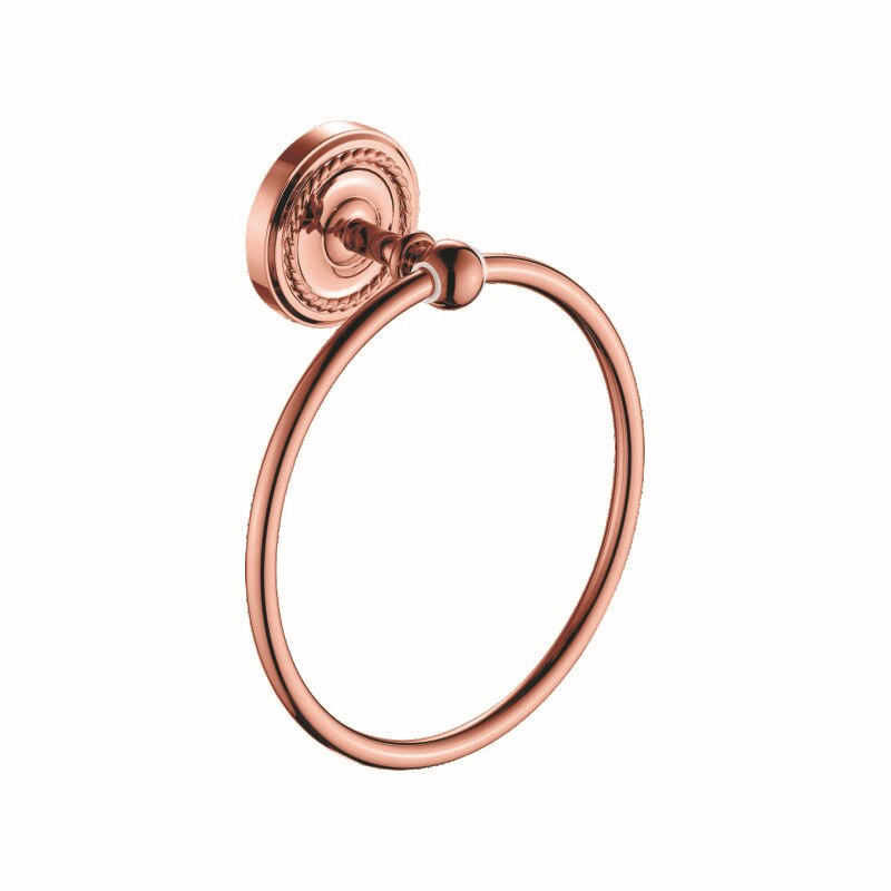 Europe Wall Hanging Towle Ring Antique Rose Gold Bathroom Hardawre Accessories Set Round Base Polished Solid Brass Bath Shelf: towel ring