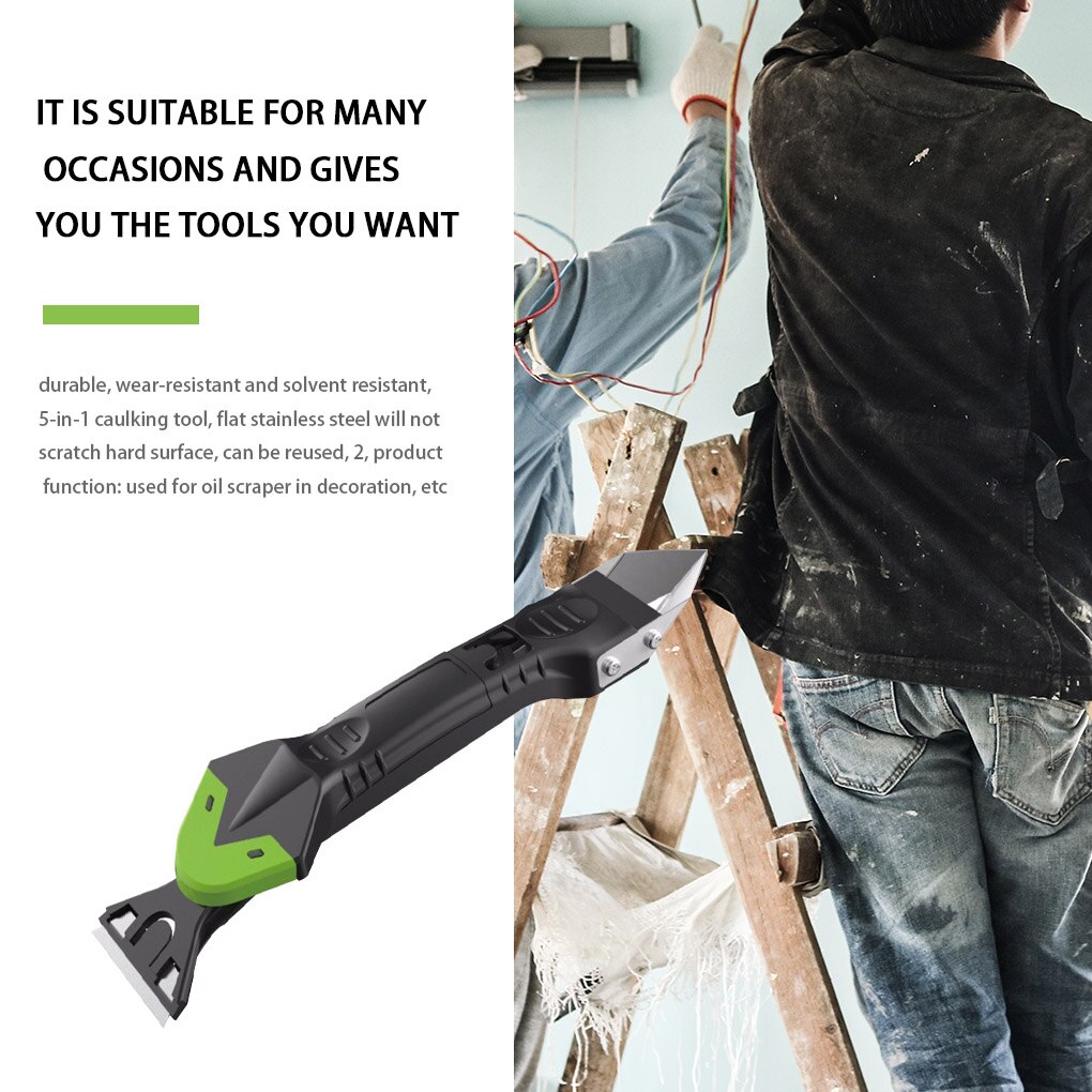 5-in-1 Caulk Scraper Silicone Sealant Grout Finisher Grout Scraper Smooth Shovel Wall Corner Window Sealant Removal Hand Tool