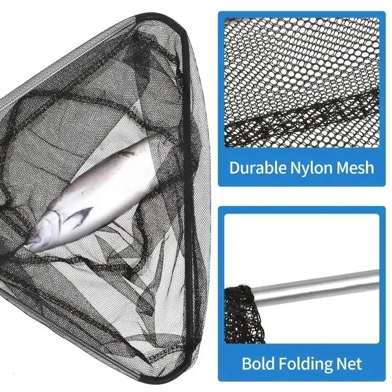 Filet de pêche pliable adapté au kayak, mouches, poisson-chat, bar, crabes et truite, outils de pêche, 50cm, 19 po, 1 pièce