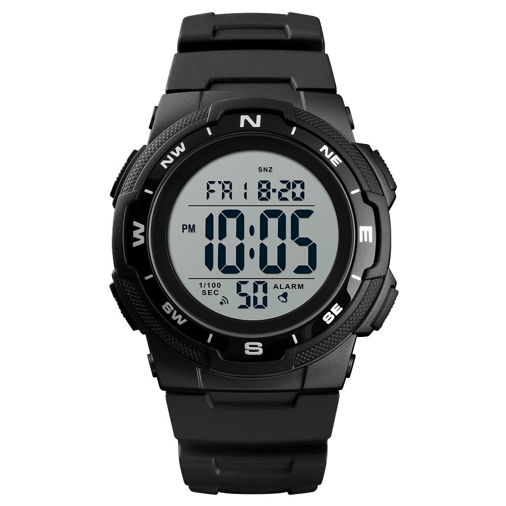 SKMEI 1423 Outdoor Sport Horloge Luxe Multifunctionele Stop Horloge Dual Tijd 5Bar Waterdicht Horloge Man Digitale Horloge: BLACK-White