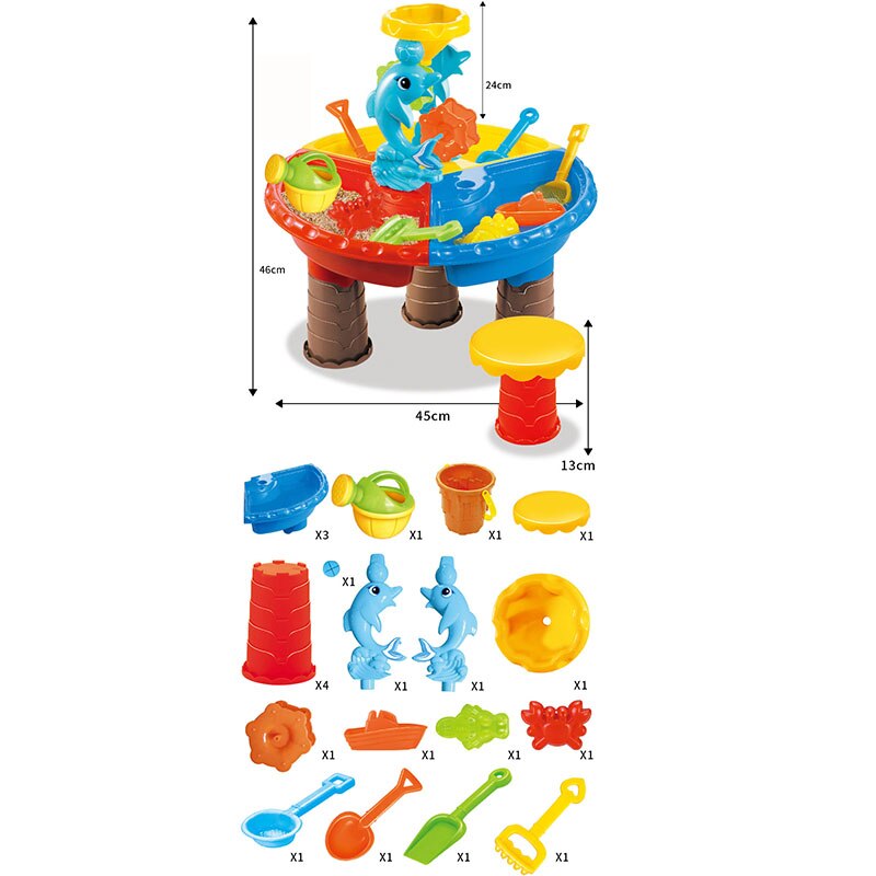 Spiaggia per bambini da tavolo Bambino che gioca strumenti di Bambini che giocano sabbia di dragaggio di sabbia All&#39;aperto giocattoli di puzzle genitore-bambino attività set regali: D