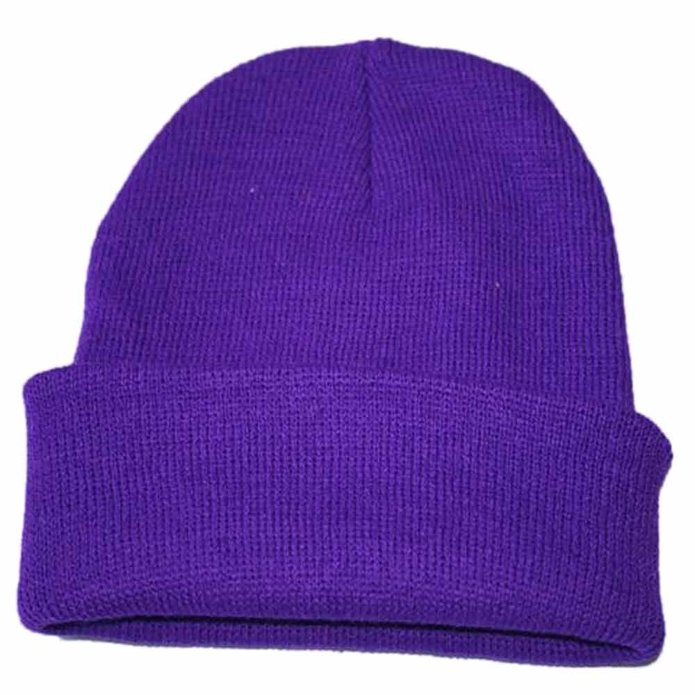 Berretto lavorato a maglia Unisex Slouchy berretto Hip Hop cappello da sci caldo gronda Hairball cappello lavorato a maglia protezione dell'orecchio caldo cappello di lana berretto alla moda Cap50: VIOLA