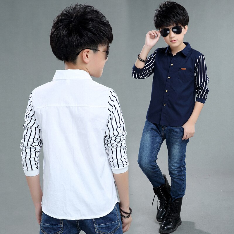 Teenage Boys Shirts School Formal Shirt for Boys Turn Down Collar Blouse For Boys Kids White Dress Shirt Teen 6 8 10 12 14 Year