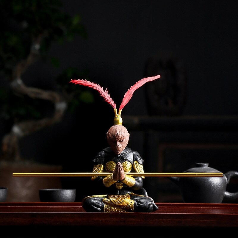 Lila lera apa kung te husdjur kinesisk kungfu teservis te ceremoni buddha staty lycklig feng shui skrivbordsunderlägg bil dekor