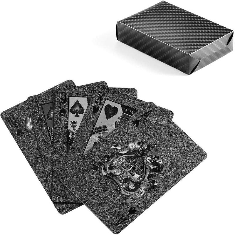 Goldene Spielkarten Set Wasserdichte Kunststoff PVC Schwarz Farbe Poker Karten Sets Magie Tricks Poker Kreative Box-verpackt 54 blätter/set
