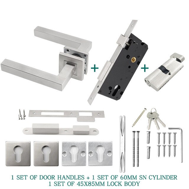 stainless steel 304 lever door handle,interior door lever handles,square tube entry lever handle: Gold