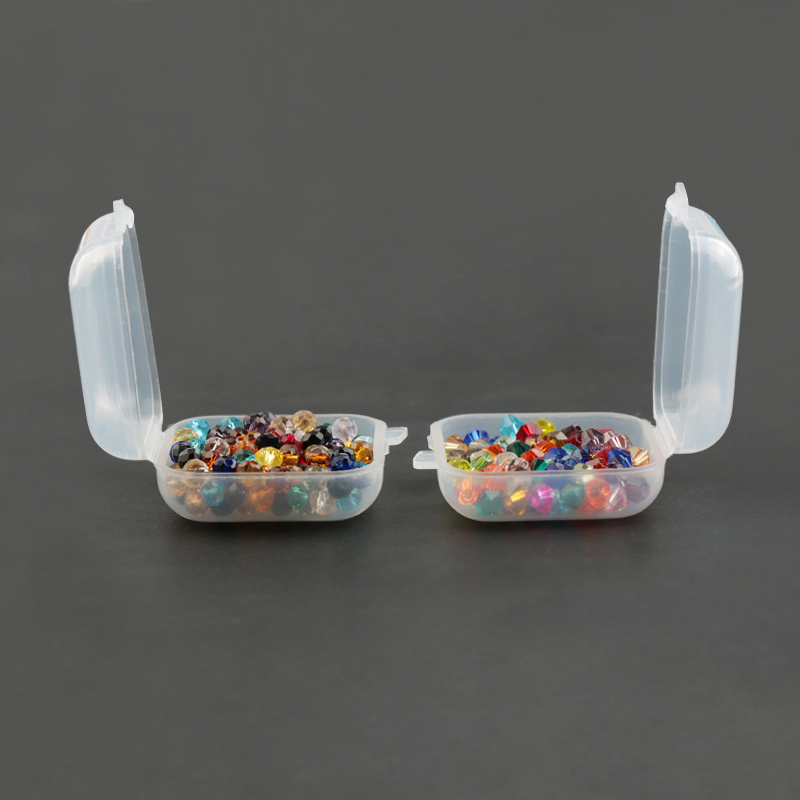 NEUE 3,5 * 3,5 * 2 cm kleine Kunststoff-Aufbewahrungsbox für Schmuck, Perlen, Ohrringe, Schmuckbehälter, transparente quadratische Kasten