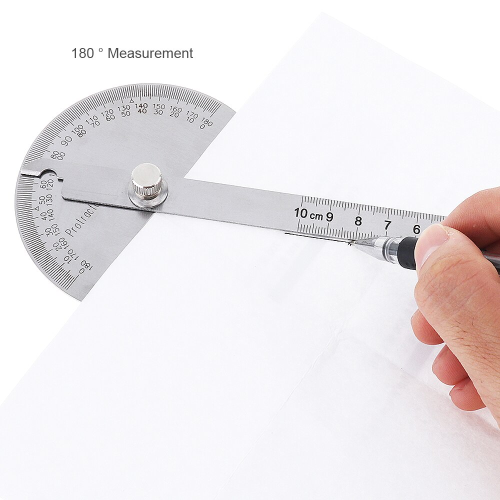 180 Degree 100 mm Stainless Steel Protractor with Scale and Fixing Screw for Angle and Length Measuring